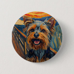 Badge Rond 5 Cm Peinture expressionniste Yorkshire Terrier / Yorki