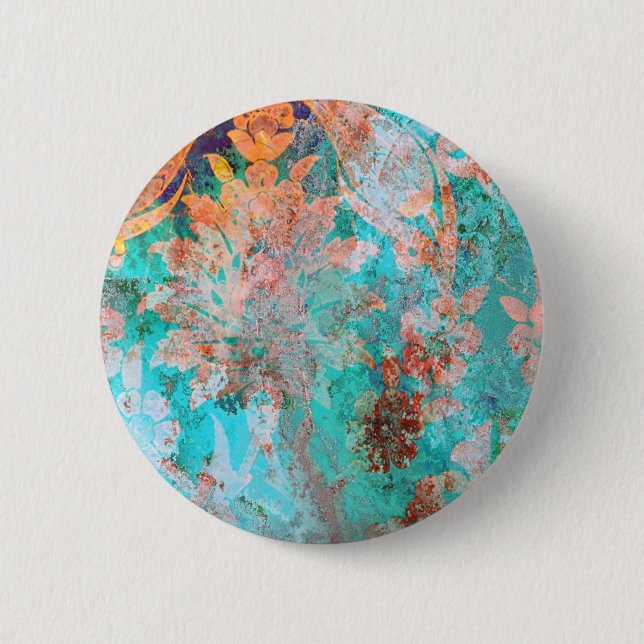 Badge Rond 5 Cm Peinture florale (Devant)