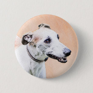 Badge Rond 5 Cm Peinture Greyhound - Cute Original Chien Art