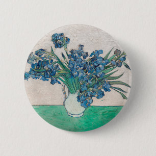 Badge Rond 5 Cm Peinture impressionniste Vase Iris de Van Gogh