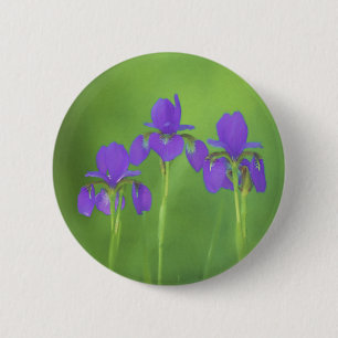 Badge Rond 5 Cm Peinture Iris Violet - Art Fleur Originale
