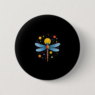 Badge Rond 5 Cm Peinture Libellule Art Animalier Abstrait Graphiqu