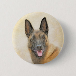 Badge Rond 5 Cm Peinture Malinoise belge - Cute Original Chien Art