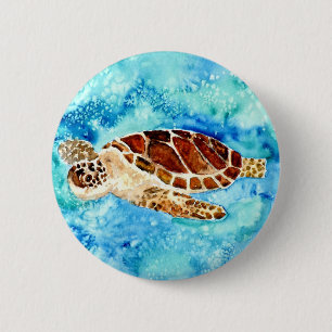 Badge Rond 5 Cm peinture marine d'aquarelle de vie marine de