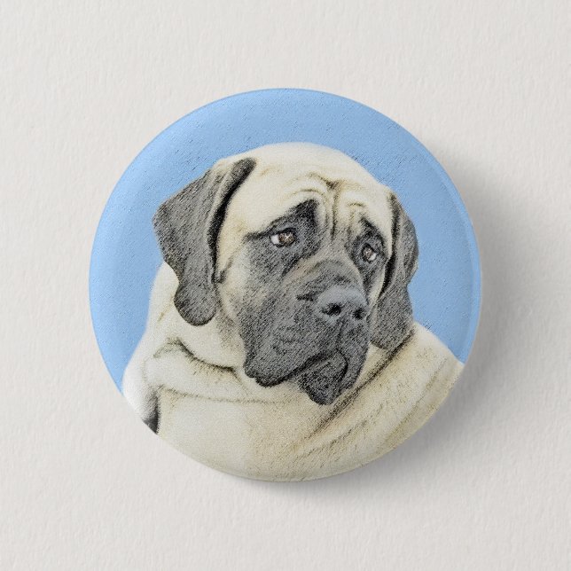Badge Rond 5 Cm Peinture Mastiff (Fawn) anglaise - Art Chien origi (Devant)