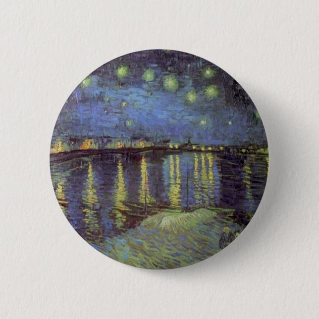 Badge Rond 5 Cm Peinture nocturne étoilée de Van Gogh (Devant)