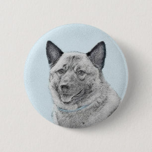 Badge Rond 5 Cm Peinture norvégienne Elkhound - Art original Chien