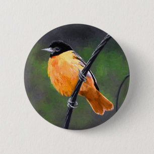Badge Rond 5 Cm Peinture Oriole - Art Oiseau Original