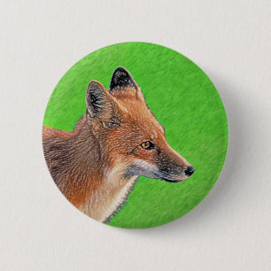 Badge Rond 5 Cm Peinture Red Fox - Art original de la faune