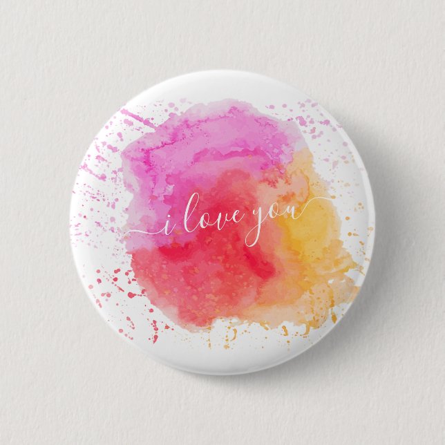 Badge Rond 5 Cm Peinture rose moderne (Devant)