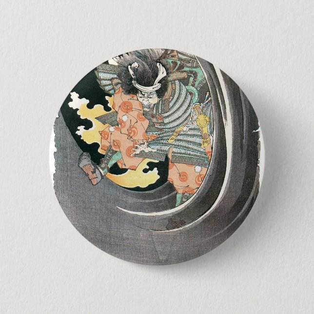 Badge Rond 5 Cm Peinture samouraï japonaise antique (Devant)