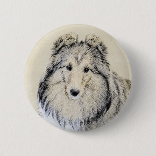 Badge Rond 5 Cm Peinture Shetland Sheepdog - Jolie art original ch