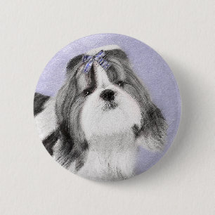 Badge Rond 5 Cm Peinture Shih Tzu - Cute Original Chien Art