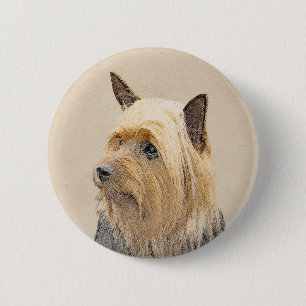 Badge Rond 5 Cm Peinture Silky Terrier - Cute Original Chien Art