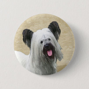 Badge Rond 5 Cm Peinture Skye Terrier - Cute Original Chien Art