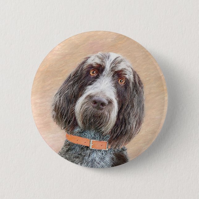Badge Rond 5 Cm Peinture Spinone Italiano - Belle Art Original Chi (Devant)