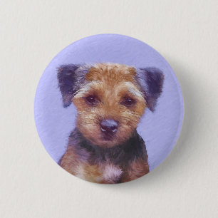Badge Rond 5 Cm Peinture sur la frontière de Terrier - jolie art o