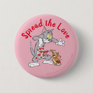 Badge Rond 5 Cm Peinture Tom & Jerry Coeurs de Saint-Valentin