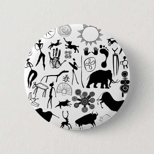 Badge Rond 5 Cm Peintures rupestres - art primitif (Devant)