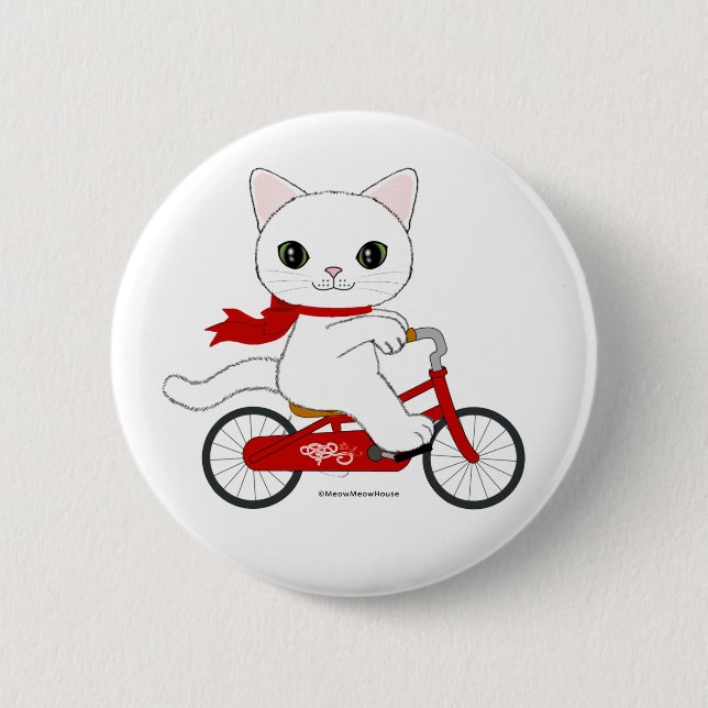 Badge Rond 5 Cm Peko le chat blanc (Devant)