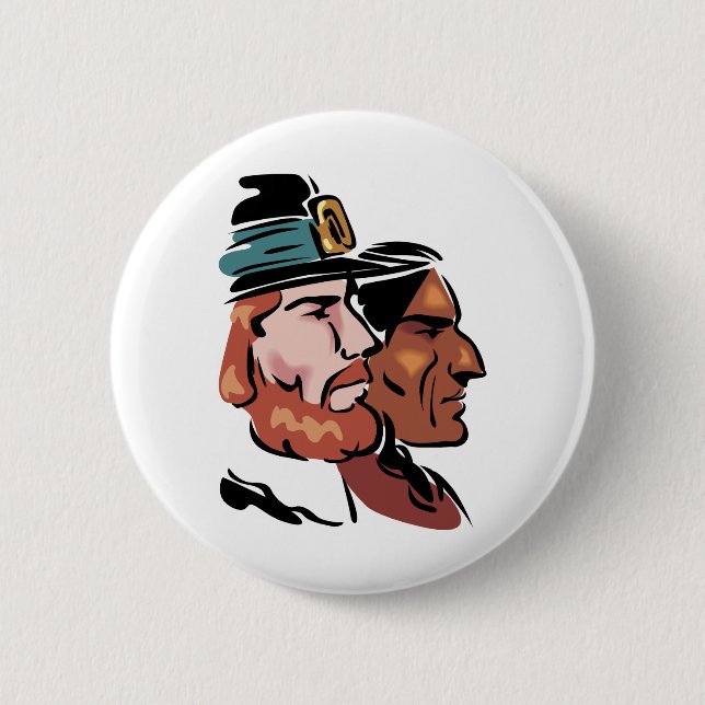 Badge Rond 5 Cm pèlerin et indigène (Devant)