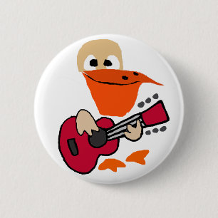 Badge Rond 5 Cm Pélican drôle jouant l'art de guitare
