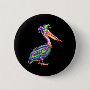 Badge Rond 5 Cm Pélican Mardi Gras Carnaval Amoureux des Animaux H