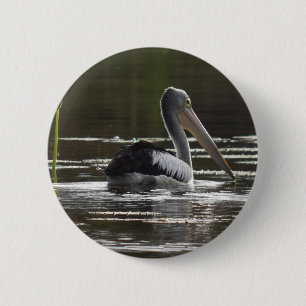 BADGE ROND 5 CM PÉLICAN QUEENSLAND RURAL AUSTRALIE