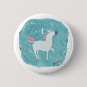 Badge Rond 5 Cm Peloton magique de licorne