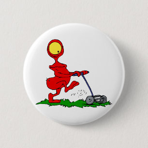 Badge Rond 5 Cm Pelouse de fauchage d'alien