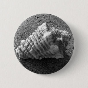 Badge Rond 5 Cm Pendentif du bouton Conch Seashell Sand Beach