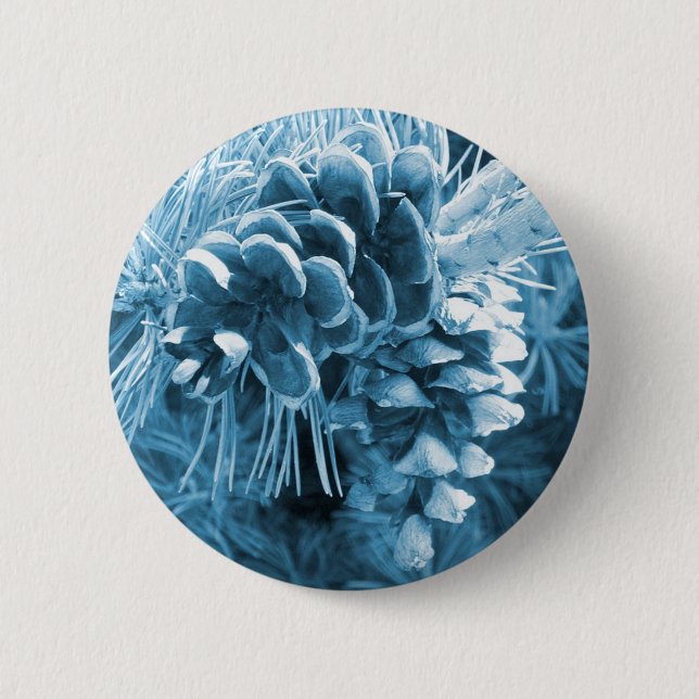Badge Rond 5 Cm Pénecone bleu glacé primitif (Devant)