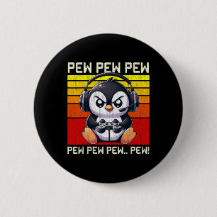 Badge Rond 5 Cm Pengouin Joueur Pew Drôle Jeux Vidéo Vintage Garço