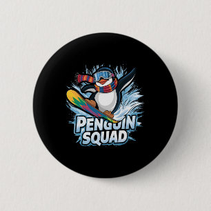 Badge Rond 5 Cm Penguin Squad Sports D'Hiver Snowboard Et Ski A