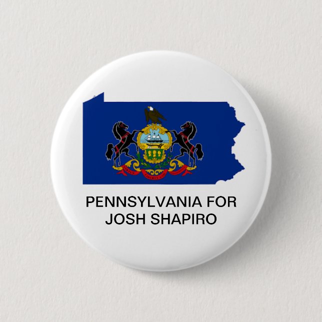 Badge Rond 5 Cm PENNSYLVANIA pour JOSH SHAPIRO GOVERNOR Button (Devant)