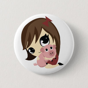 Badge Rond 5 Cm Penny et Snickerdoodle - cheveux Brown