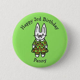 Badge Rond 5 Cm Penny le lapin personnalisé Joyeux anniversaire