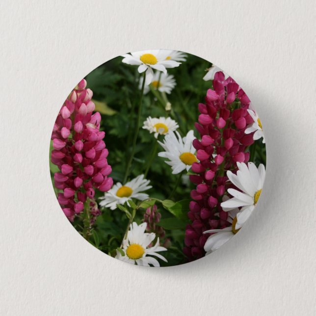 Badge Rond 5 Cm Pensée à vous fleurs florales (Devant)