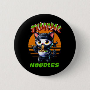Badge Rond 5 Cm Penser les nouilles - Mmm les nouilles Kawaii Ninj