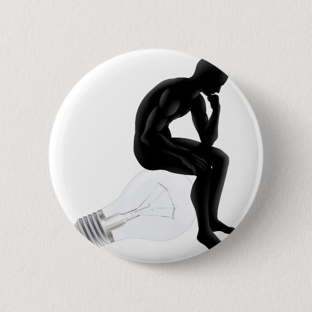 Badge Rond 5 Cm Penseur recherchant une idée (Devant)