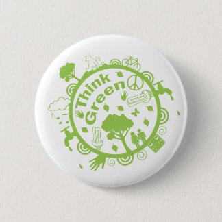 Badge Rond 5 Cm Pensez le bouton vert