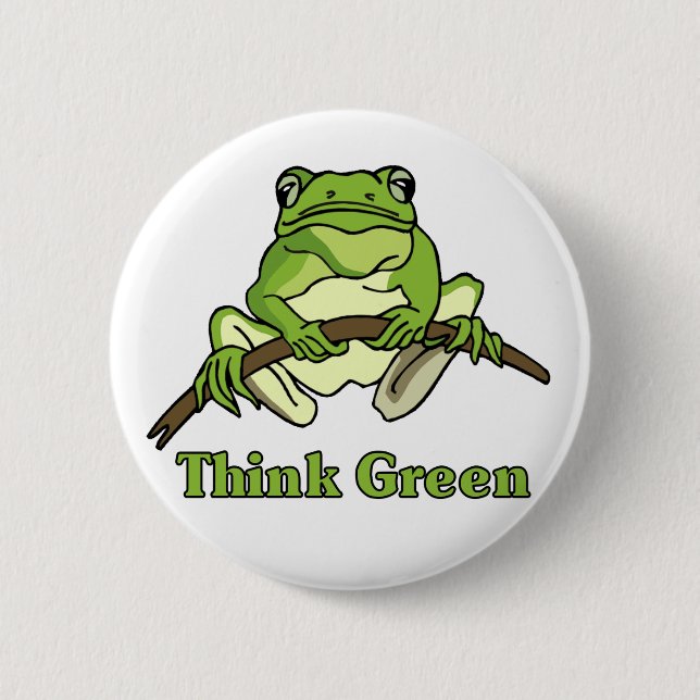 Badge Rond 5 Cm Pensez le bouton vert (Devant)