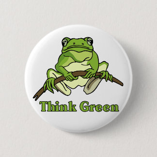 Badge Rond 5 Cm Pensez le bouton vert