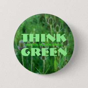 Badge Rond 5 Cm Pensez le bouton vert