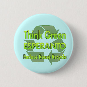 Badge Rond 5 Cm Pensez l'espéranto vert