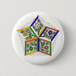 Badge Rond 5 Cm Penta-Étoile dans le Pin de fleurs