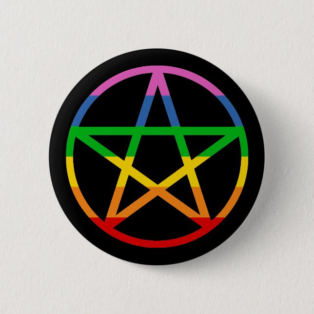 Badge Rond 5 Cm Pentacle arc-en-ciel (Devant)
