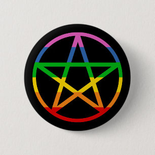 Badge Rond 5 Cm Pentacle arc-en-ciel