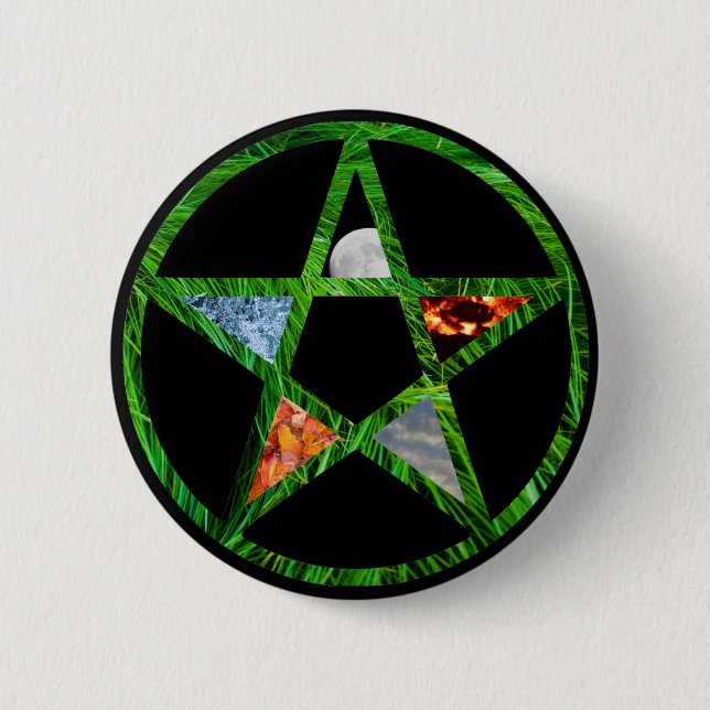 Badge Rond 5 Cm Pentacle avec éléments (Devant)