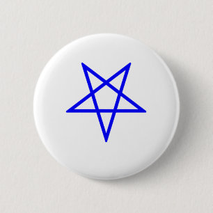Badge Rond 5 Cm Pentagone étoilé bleu inversé